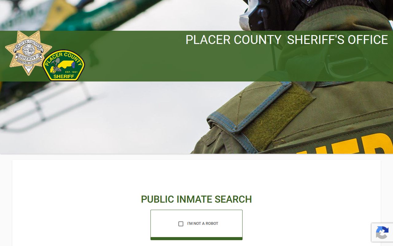 Placer County arrest history Who's In Custody application