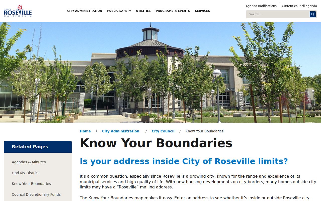 Roseville criminal records jurisdiction boundary guidance